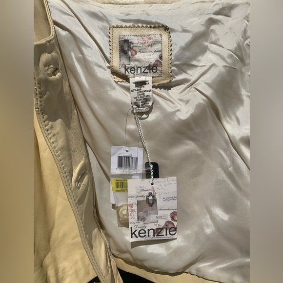 NWT KENZIE Shimmer Yellow Gold Lambskin Leather Jacket Sz 8 Bolero $1290 - Picture 6 of 9